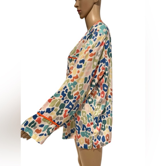 Summersalt The Cloud 9 Silk Pajama top in Rainbow Zebra size L - Picture 4 of 5